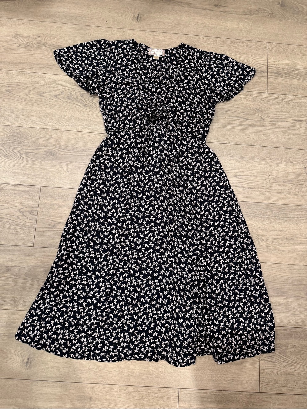 Black and White Floral Midi Dress - Women